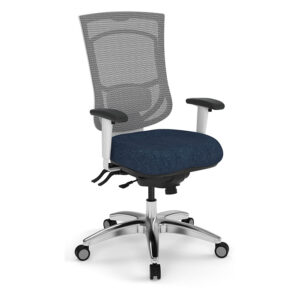 CoolMesh Pro Multi-Function Hi-Back Executive Chair, Mesh - White w/Blue Seat