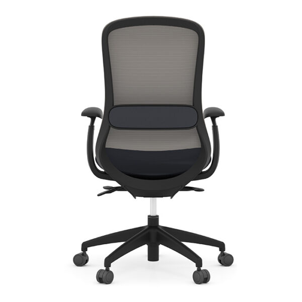 Konfurb Crescent Mid-Back Executive Chair w/Weight-Activated Synchro-Tilt, Fabric & Mesh - Charcoal - Image 2