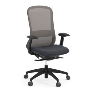 Konfurb Crescent Mid-Back Executive Chair w/Weight-Activated Synchro-Tilt, Fabric & Mesh - Charcoal
