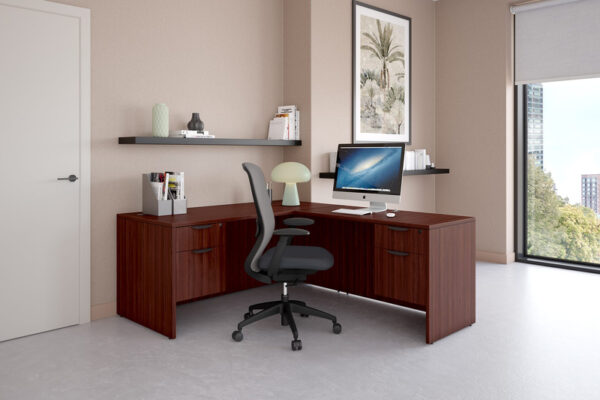 Konfurb Crescent Mid-Back Executive Chair w/Weight-Activated Synchro-Tilt, Fabric & Mesh - Charcoal - Image 5