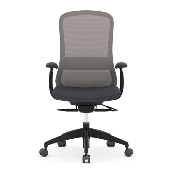 Konfurb Crescent Mid-Back Executive Chair w/Weight-Activated Synchro-Tilt, Fabric & Mesh - Charcoal - Image 3