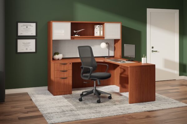 Flora Mid-Back Executive Chair, Mesh Back & Fabric Seat - Black - Image 8