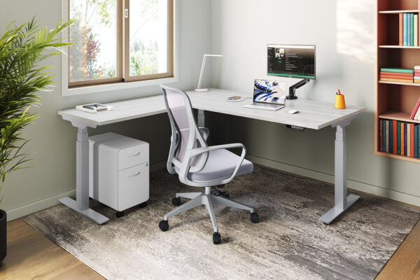 Flora Mid-Back Executive Chair, Mesh Back & Fabric Seat - Gray - Image 7