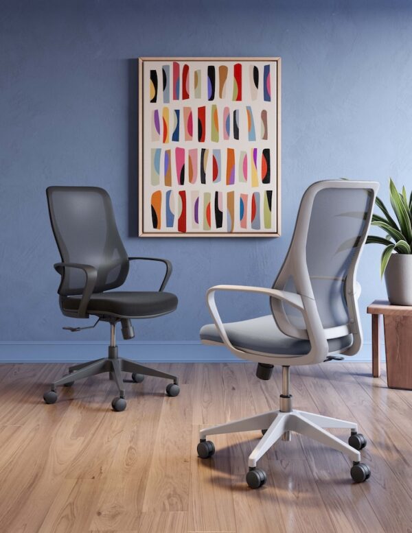 Flora Mid-Back Executive Chair, Mesh Back & Fabric Seat - Gray - Image 8