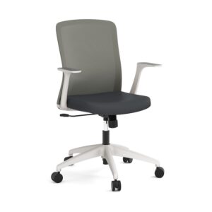 Fortis Mid-Back Task Chair, Mesh Back & Fabric Seat - White Frame w/Gray Seat