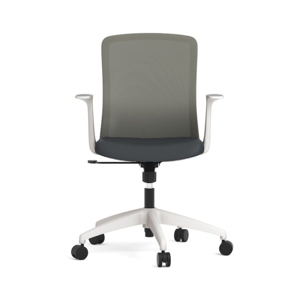 Fortis Mid-Back Task Chair, Mesh Back & Fabric Seat - White Frame w/Gray Seat - Image 3