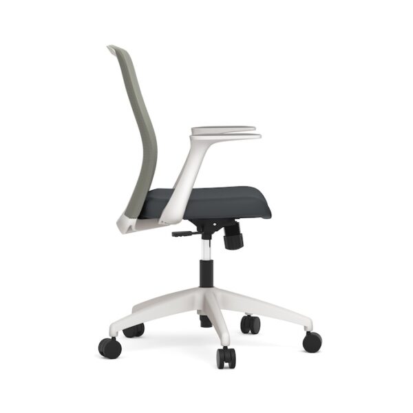 Fortis Mid-Back Task Chair, Mesh Back & Fabric Seat - White Frame w/Gray Seat - Image 4