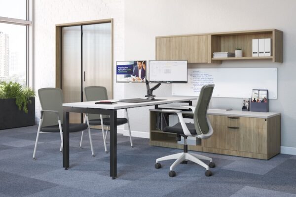 Fortis Mid-Back Task Chair, Mesh Back & Fabric Seat - White Frame w/Gray Seat - Image 5
