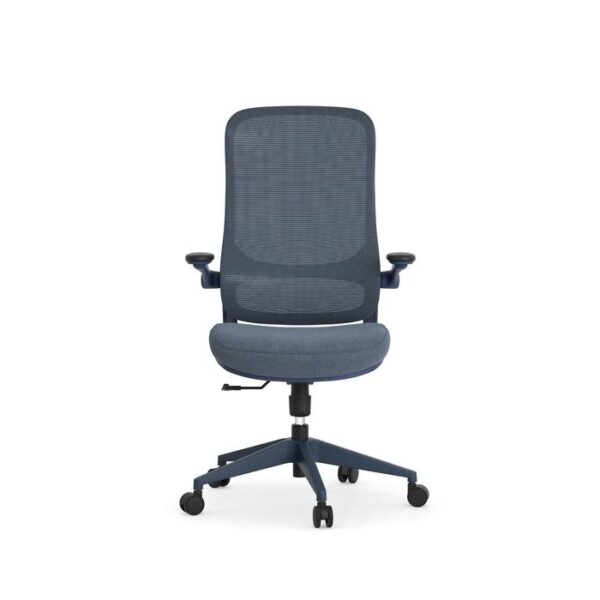 Verde High-Back Conference Chair, Mesh Back & Fabric Seat - Blue - Image 3