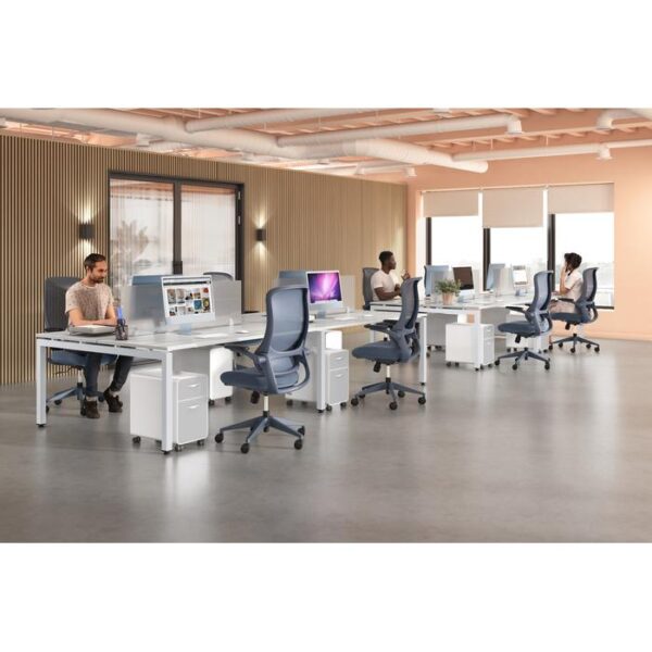 Verde High-Back Conference Chair, Mesh Back & Fabric Seat - Blue - Image 5