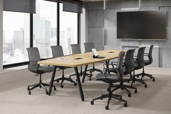 Matrix Mid-Back Conference Swivel Tilter Chair, Fabric - Charcoal w/Black Frame - Image 6
