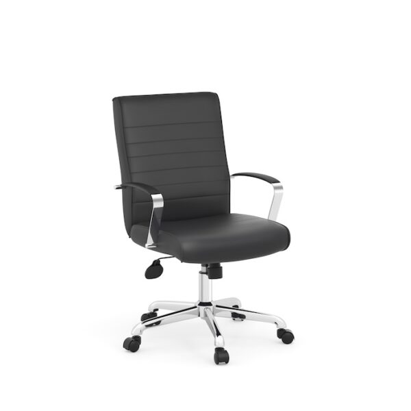 Stratus Mid-Back Executive Chair, Anti-Microbial Polyurethane - Black w/Chrome Frame
