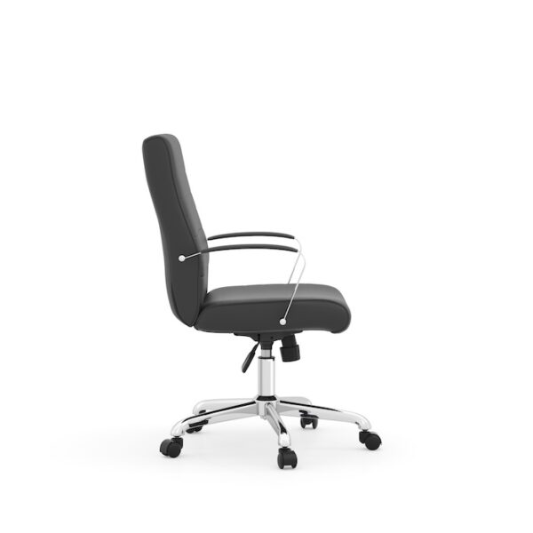 Stratus Mid-Back Executive Chair, Anti-Microbial Polyurethane - Black w/Chrome Frame - Image 4