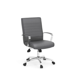 Stratus Mid-Back Executive Chair, Anti-Microbial Polyurethane - Gray w/Chrome Frame