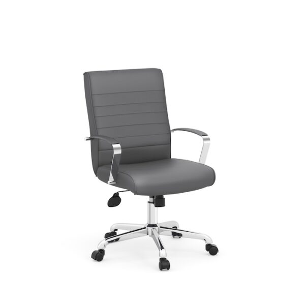 Stratus Mid-Back Executive Chair, Anti-Microbial Polyurethane - Gray w/Chrome Frame