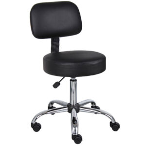 Be Well Medical Spa Professional Adjustable Stool w/Back, Vinyl - Black