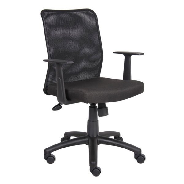 Budget Task Chair w/T-Arms, Mesh/Fabric - Black