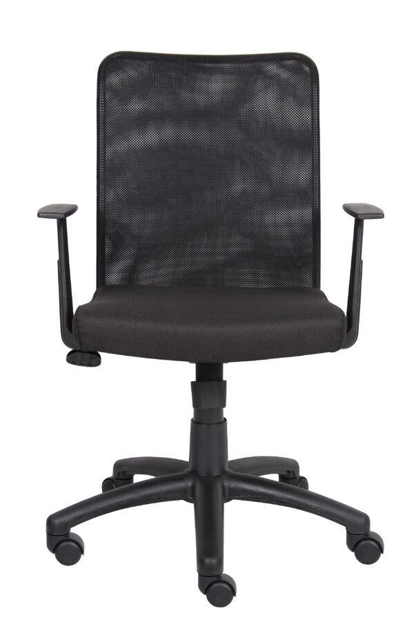 Budget Task Chair w/T-Arms, Mesh/Fabric - Black - Image 3