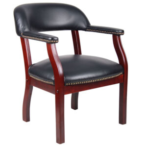 Captain's Guest, Accent or Dining Chair, Vinyl - Black