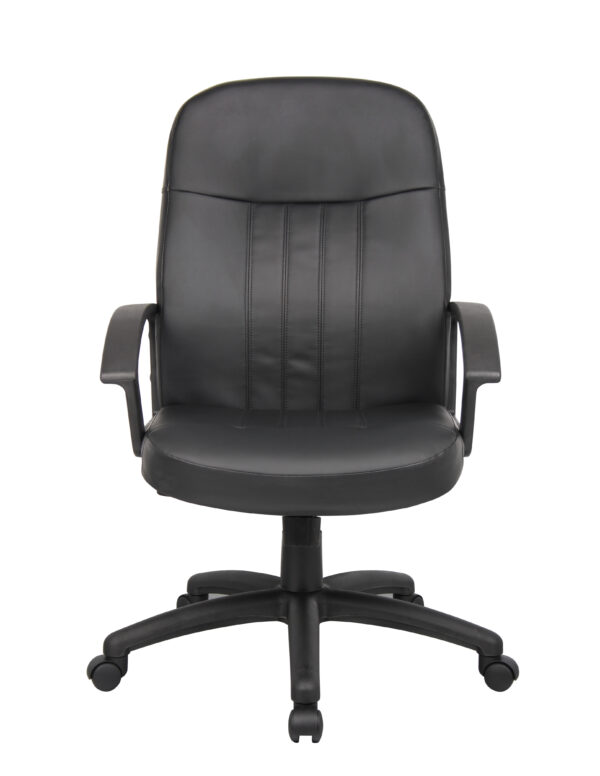 Executive Leather Budget Chair, Leather - Black - Image 3