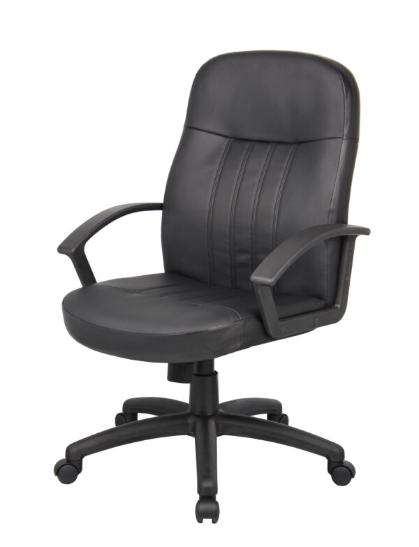 Executive Leather Budget Chair, Leather - Black - Image 7