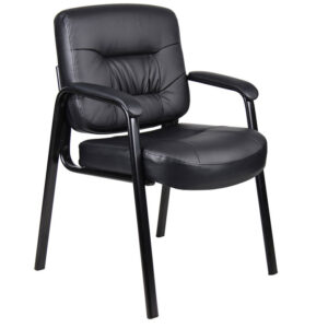 Executive Mid-Back Guest Chair, Leather - Black