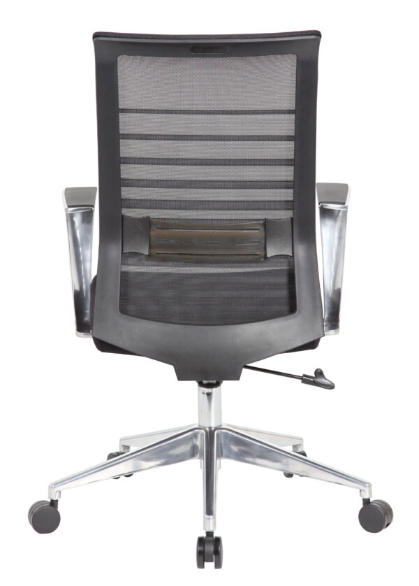 Horizontal Task Chair w/Synchro-Tilt Mechanism & Aluminum Arms/Base, Mesh - Black - Image 2
