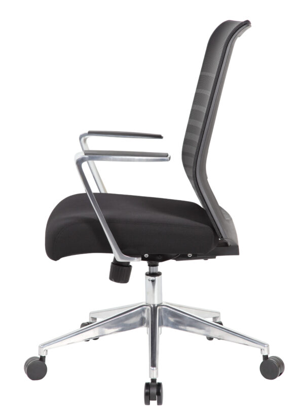 Horizontal Task Chair w/Synchro-Tilt Mechanism & Aluminum Arms/Base, Mesh - Black - Image 6