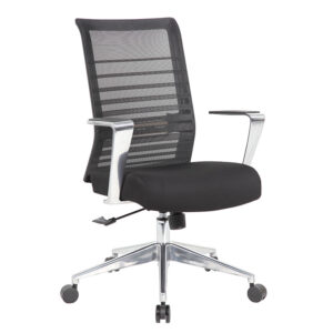 Horizontal Task Chair w/Synchro-Tilt Mechanism & Aluminum Arms/Base, Mesh - Black