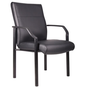 Mid-Back Guest Chair, Leather - Black