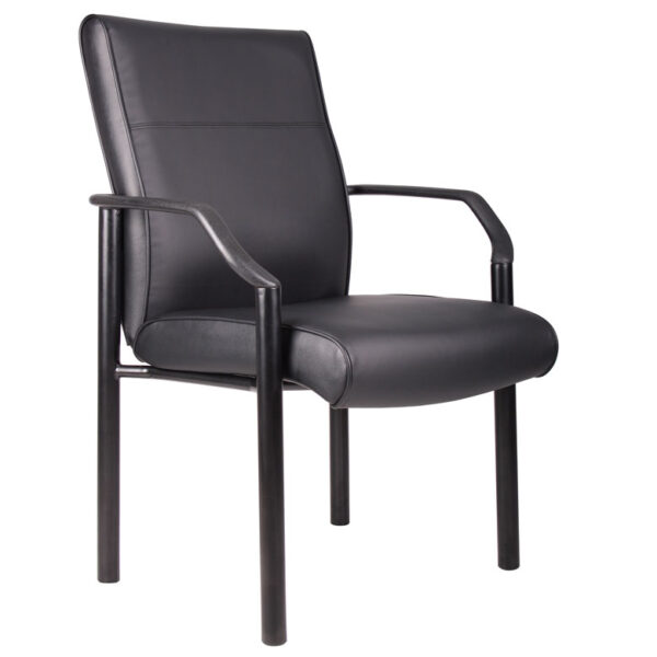 Mid-Back Guest Chair, Leather - Black