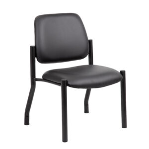 Mid-Back Guest Chair w/300lb Capacity Armless, Vinyl - Black