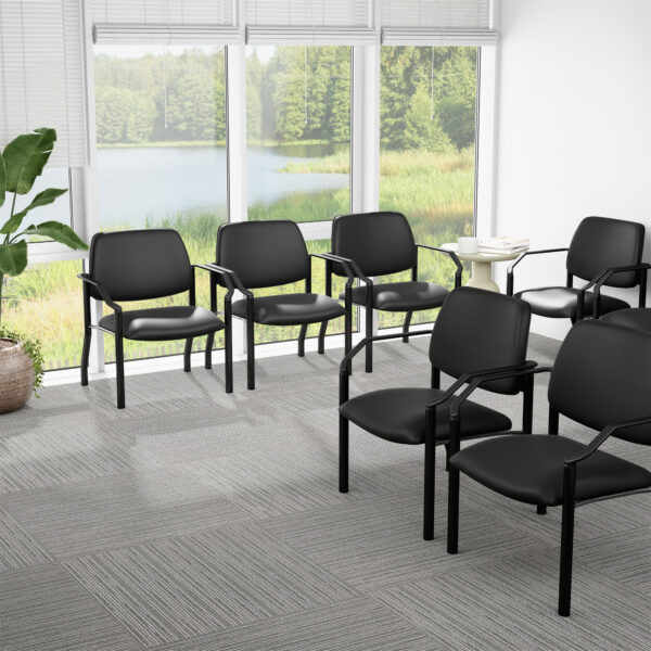 Mid-Back Guest Chair w/500lb Capacity, Vinyl - Black - Image 7