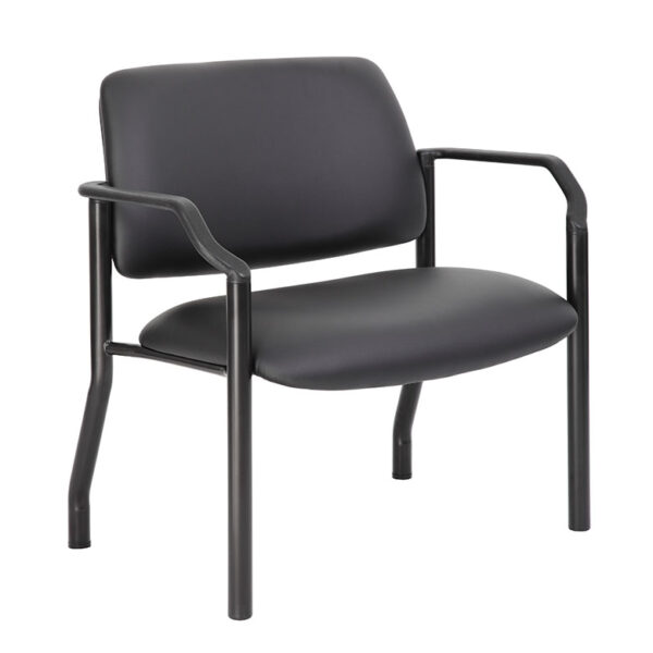 Mid-Back Guest Chair w/500lb Capacity, Vinyl - Black