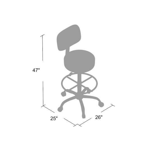 Office Medical/Drafting Stool w/Back, Vinyl - Black - Image 11