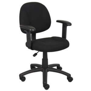 Perfect Posture Deluxe Office Task Chair w/Adjustable Arms, Tweed - Black