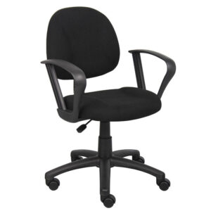 Perfect Posture Deluxe Office Task Chair w/Loop Arms, Tweed - Black