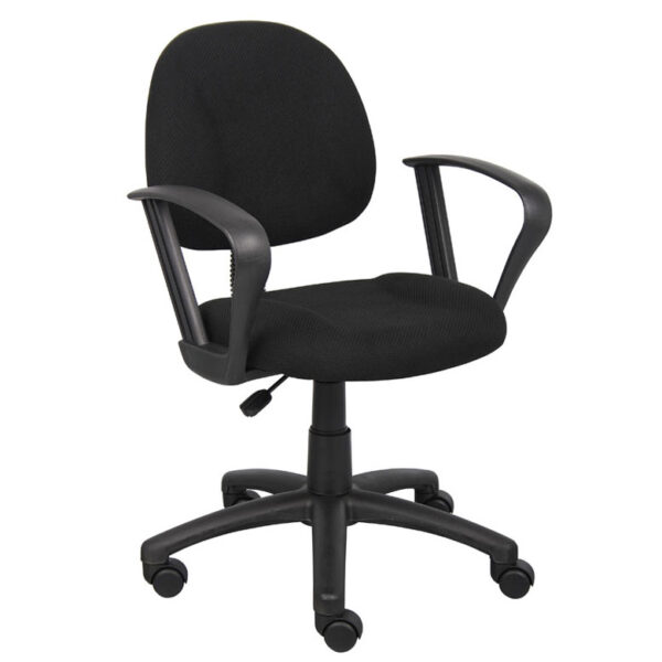 Perfect Posture Deluxe Office Task Chair w/Loop Arms, Tweed - Black