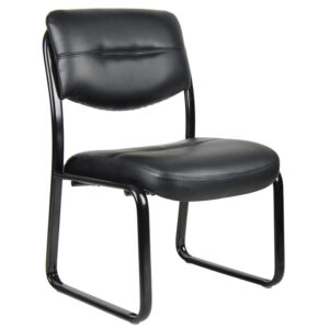 Sled Base Side Chair, Leather - Black