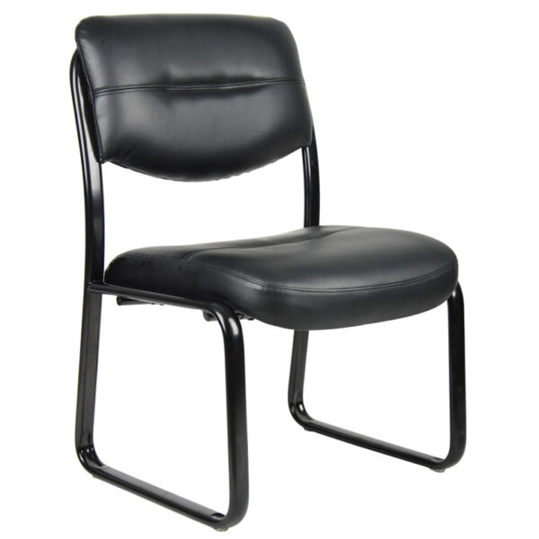 Sled Base Side Chair, Leather - Black