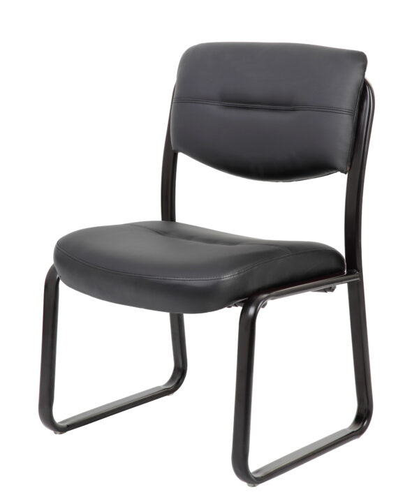 Sled Base Side Chair, Leather - Black - Image 5