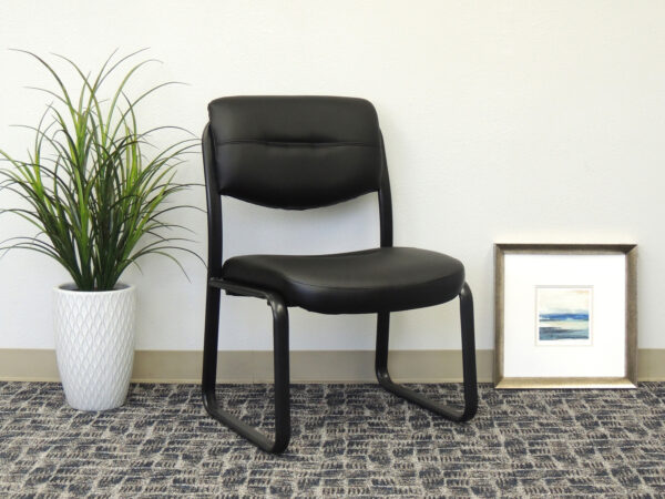 Sled Base Side Chair, Leather - Black - Image 8