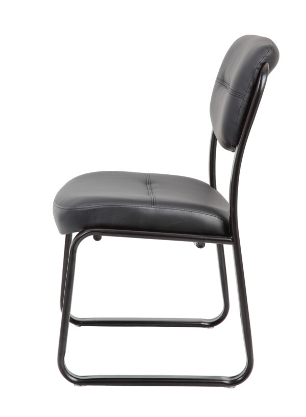 Sled Base Side Chair, Leather - Black - Image 7