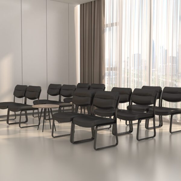 Sled Base Side Chair, Leather - Black - Image 9