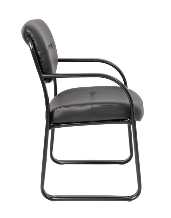 Sled Base Side Chair w/Arms, Leather - Black - Image 6
